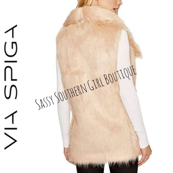 🆕⭐Via Spiga blush champagne faux fur vest - Picture 3 of 8